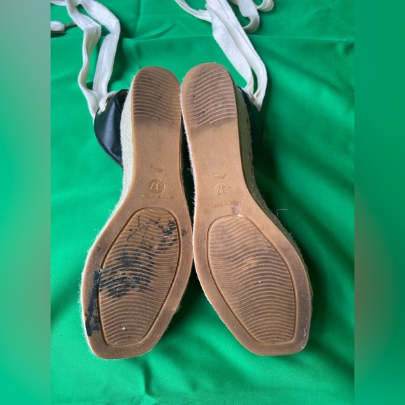 La CANADIENNE Espadrilles Sandals Lace Up Leather Black Size 7 - Picture 7 of 14